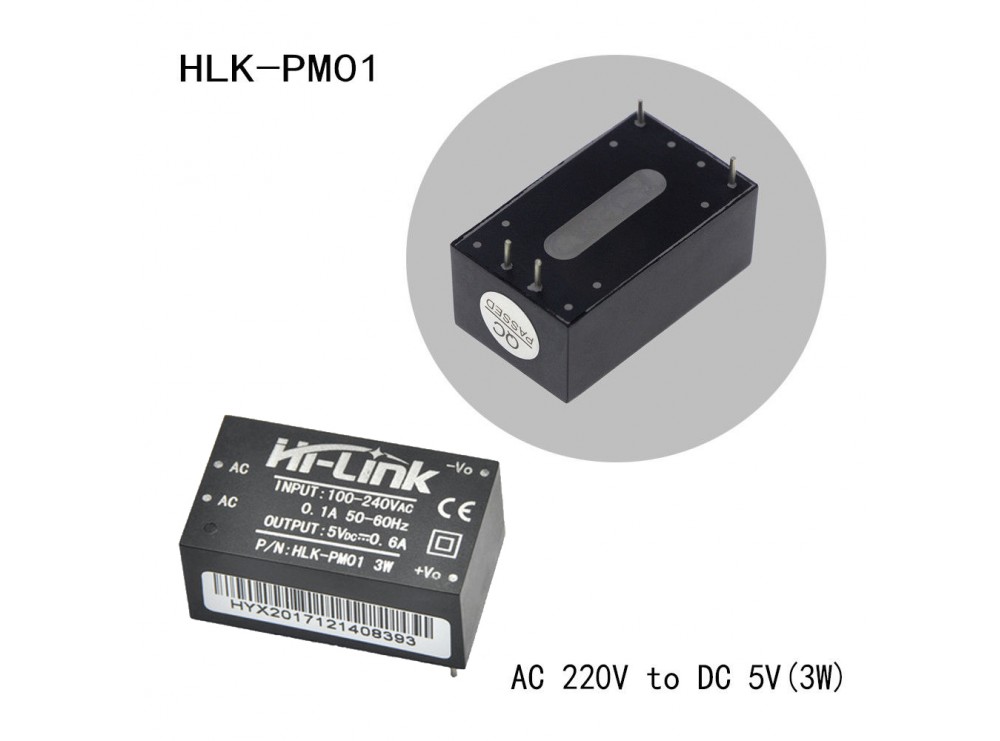 اینورتر سوئیچینگ روبردی 220AC to 5VDC 600mA مدل HLK-PM01